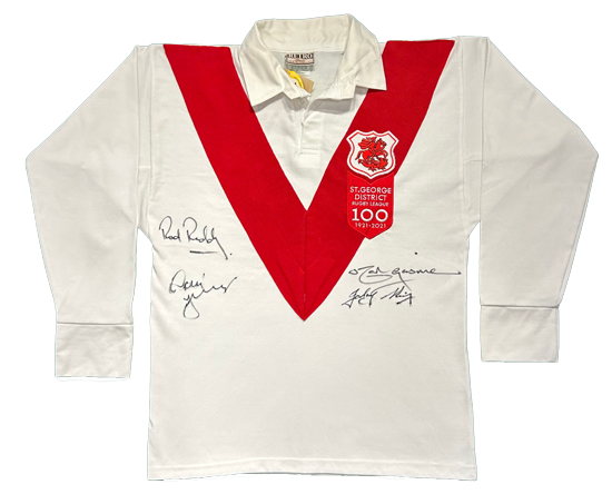St George Dragons Centenary Jersey signed by surviving members of the Team of the Century (long sleeve)